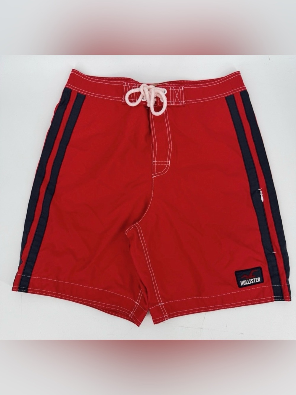 Hollister Retro Board Shorts Men’s M 32-33 Red Navy Stripes Pockets New NWOT